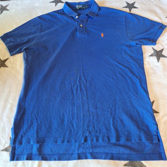 Polo‎ Ralph Lauren Shirt Mens L Royal Blue Short Sleeve 1/4 Button Pony Preppy - Picture 1 of 7